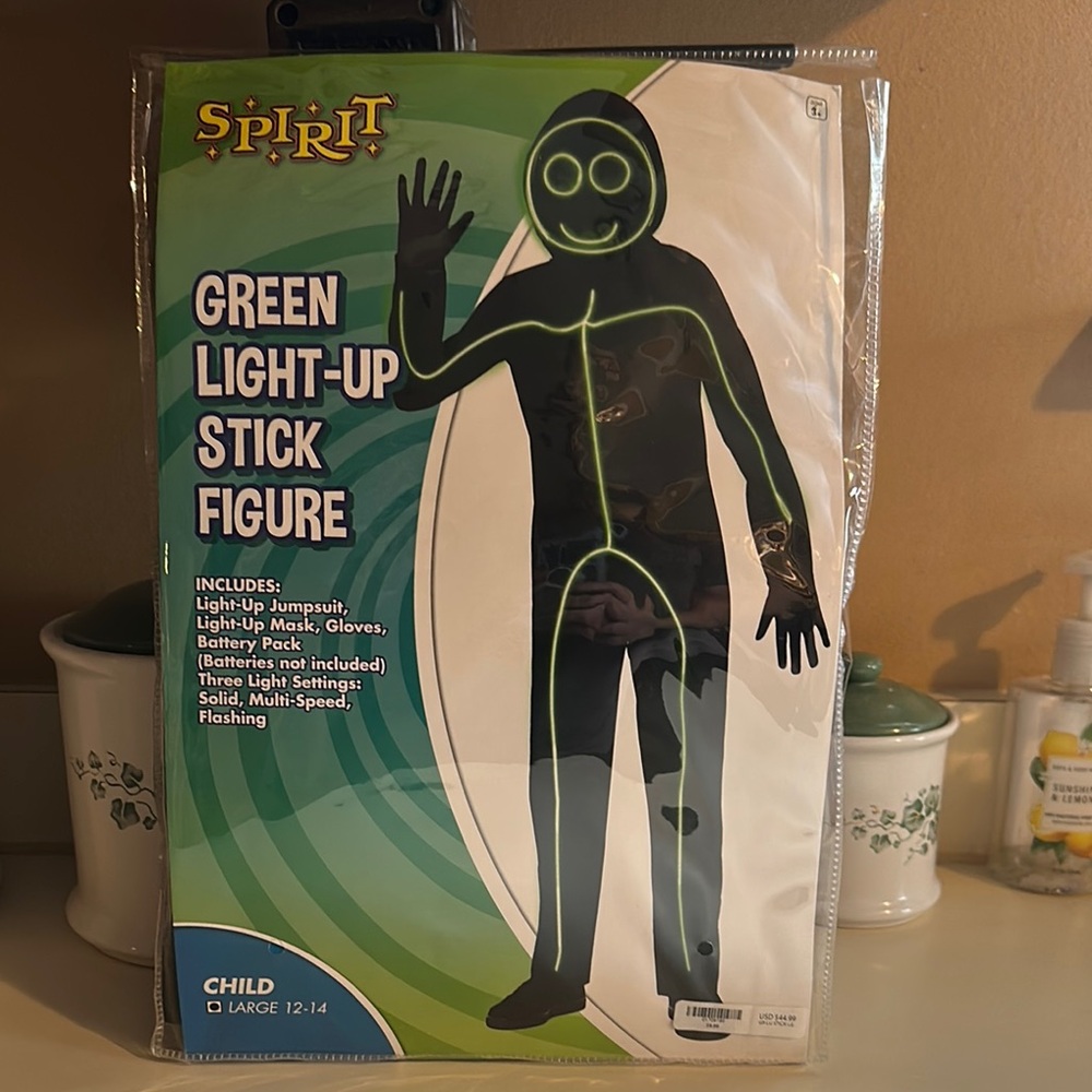 Spirit Green Light-Up Stick Figure Costume for Kids
